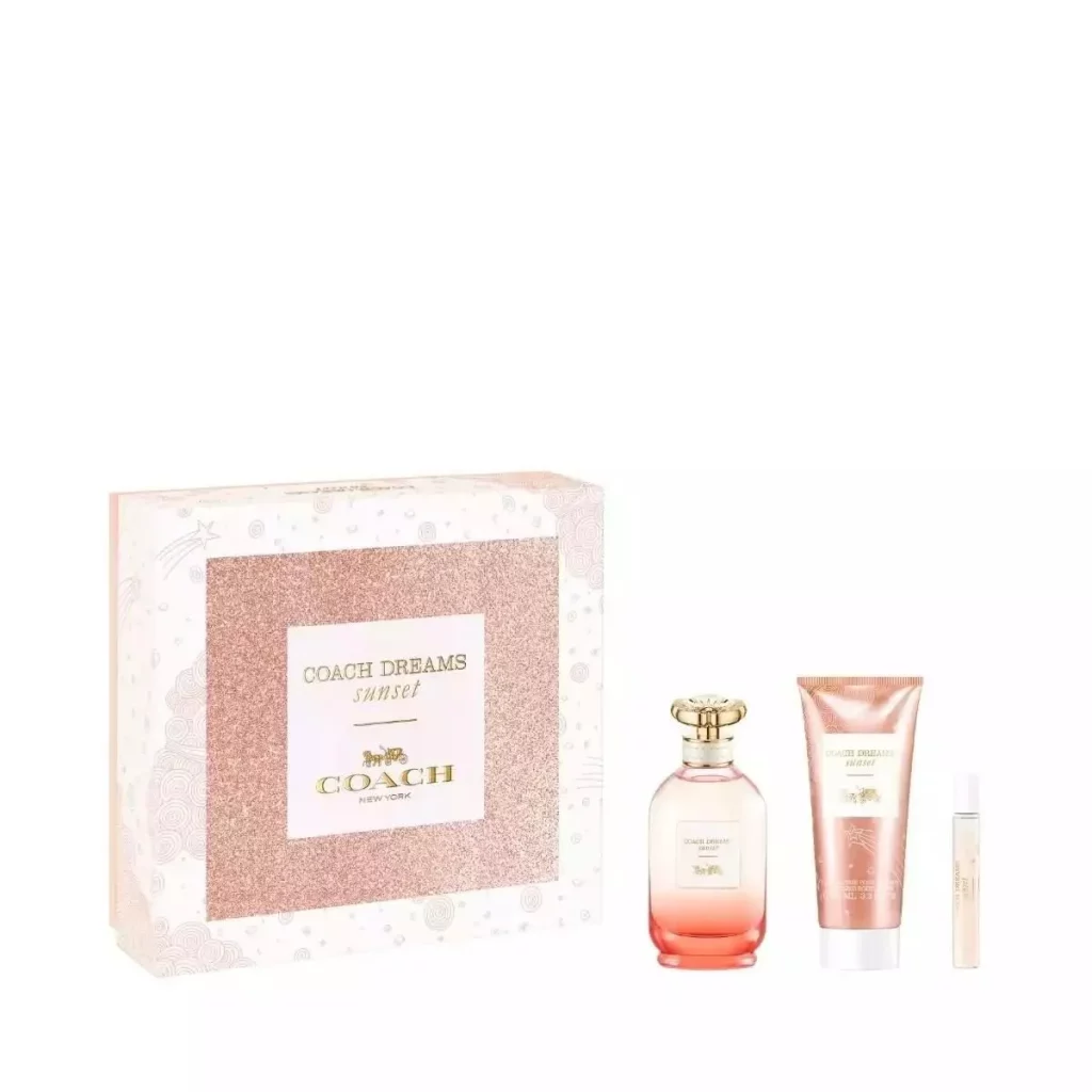 gift set - Coach Dreams Sunset Gift Set (EDP 90 ML + Perfumed Body Lotion 100 ML + EDP Travel Spray 7.5 ML) - Parcos Luxezine