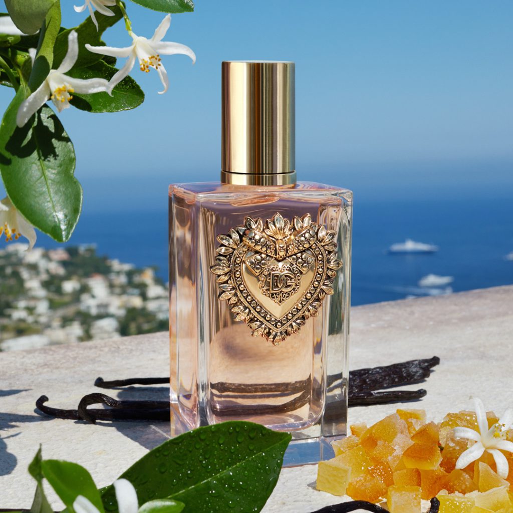 Dolce & Gabbana Devotion has notes of candied citrus, orange blossom, vanilla. 